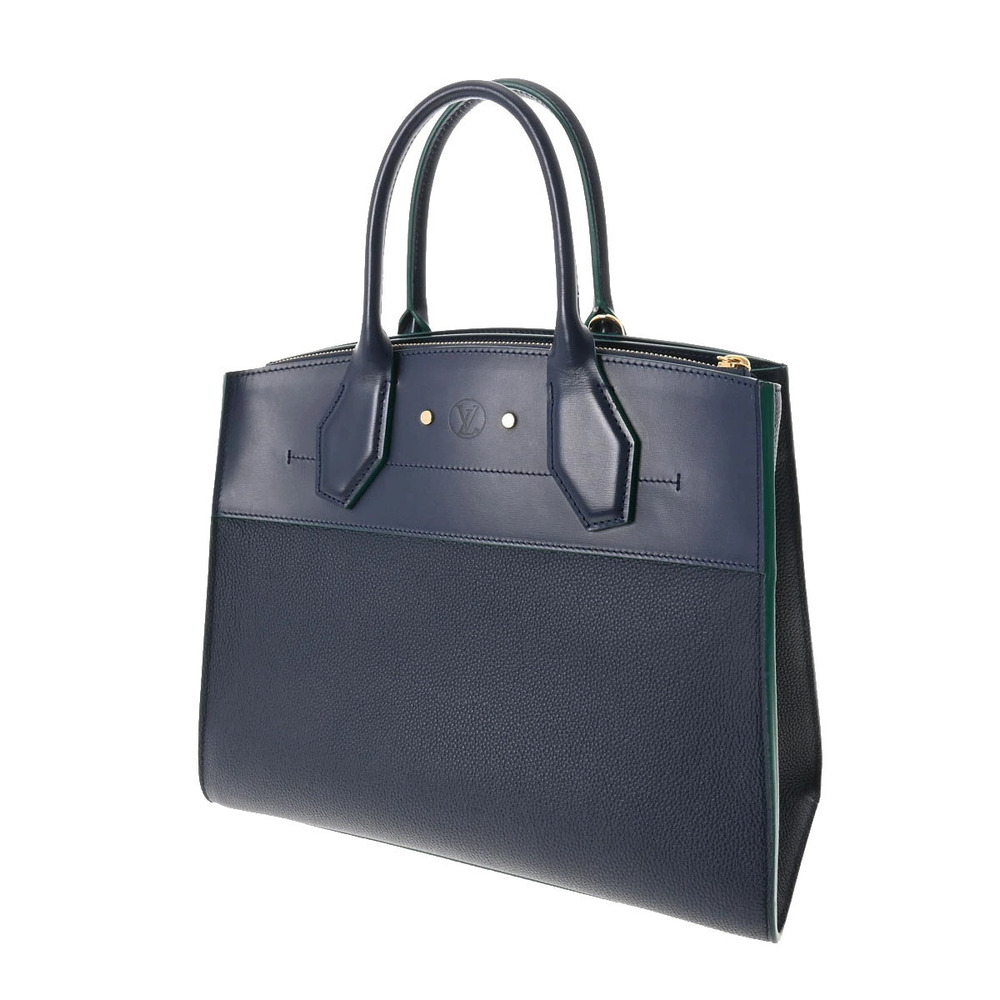 Louis Vuitton Steamer Navy Blue Leather Bag City Green